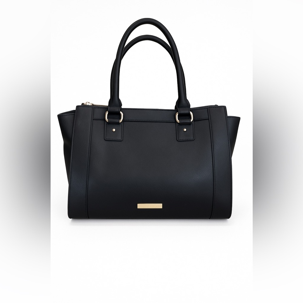 Liz Claiborne Black Structured Saffiano Leather Bag
